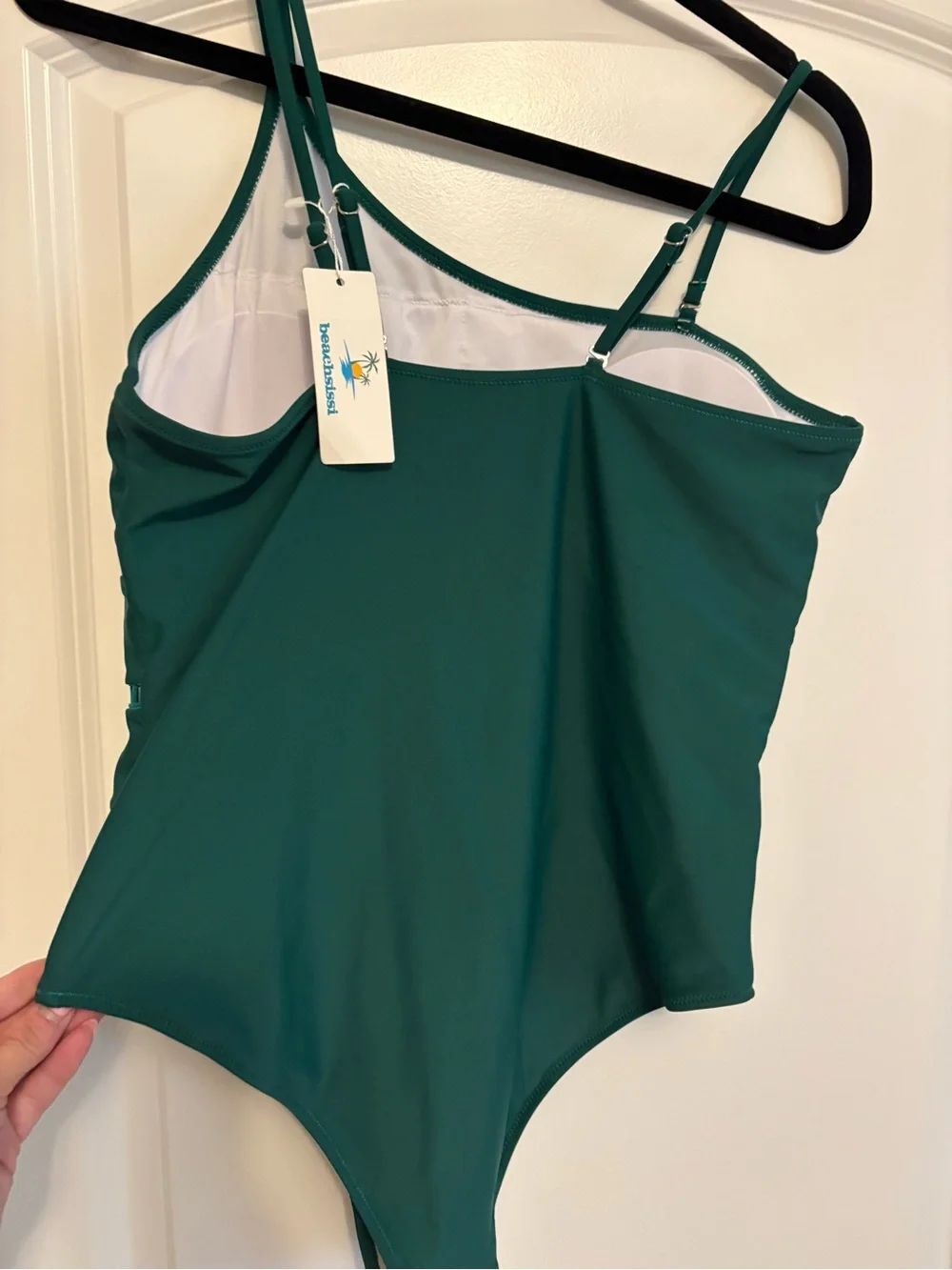 NWT’s-Asymmetrical Emerald Green One-Piece Swimsuit - Picture 2 of 6